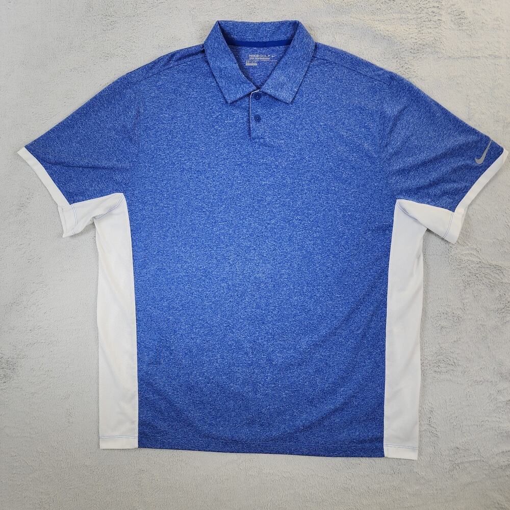Nike Golf Tour Performance Dri-Fit Polo Shirt Mens XXL Blue/White